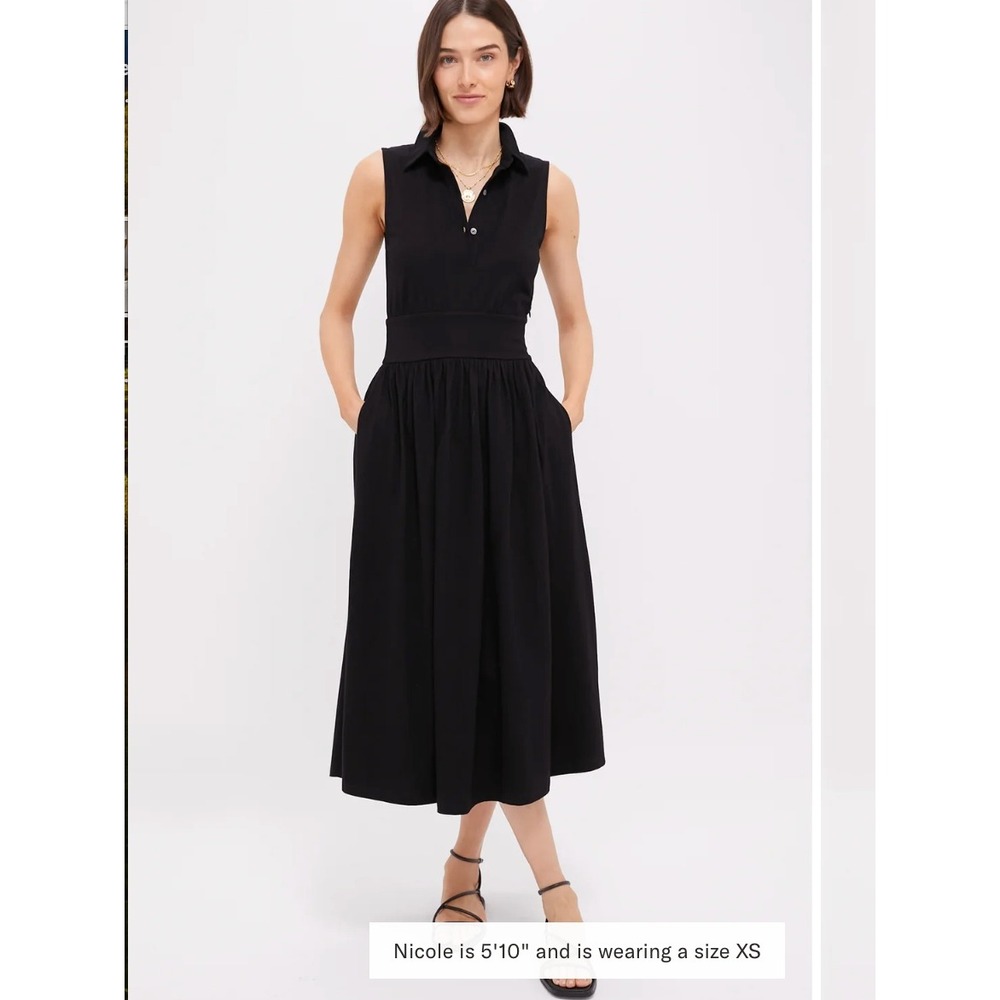 Tuckernuck Mikaela Polo Midi Dress Womens Small Black Sleeveless